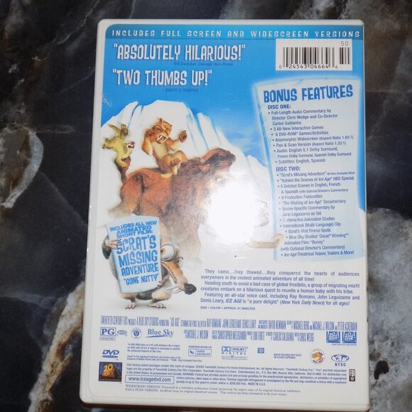 Ice Age (DVD, 2002, 2-Disc Set, Includes Full Frame and Widescreen Versions) - Picture 6 of 6